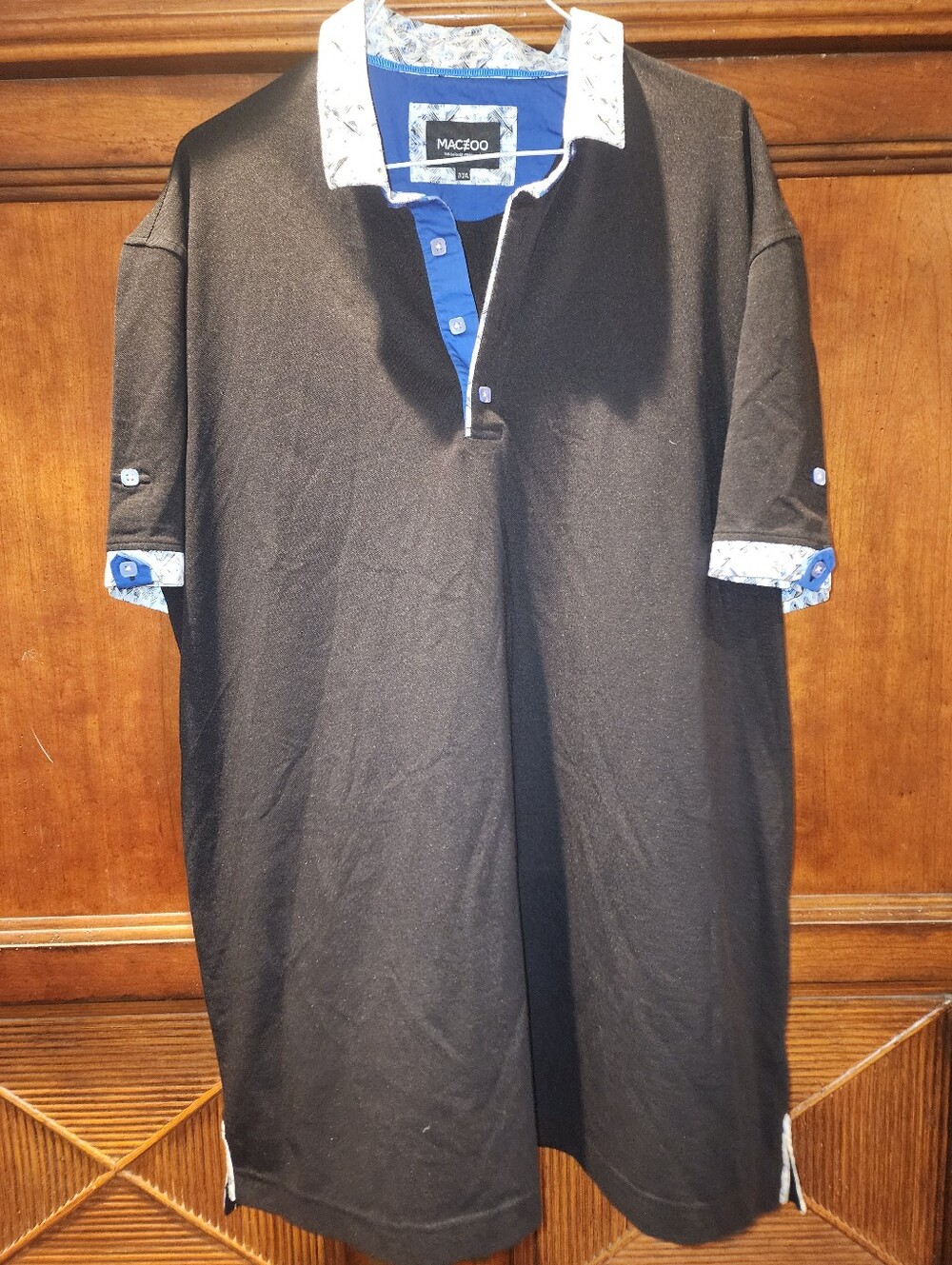 Mens Maceoo Black Polo with Blue Trim 3xl